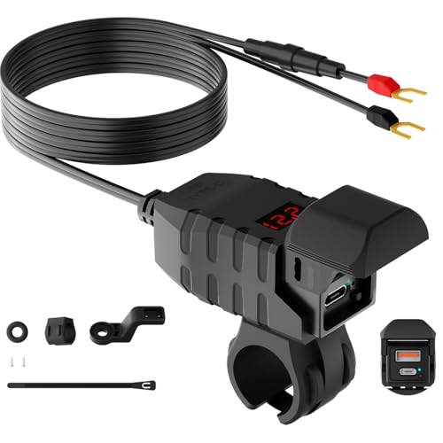 SOBMOTO Motorcycle USB Charger, Dual USB Type C 30W PD & QC 3.0 Motorcycle Phone Charger with...