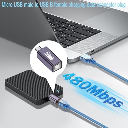 Image of ETZIN Micro USB Male to USB B Female Printer Connector Micro USB Plug to MIDI Jack Electronic Instrument Adapter 480Mbps 7W Charging, Al Housing, for Electronic Piano /Drum Printer Scanner,EPL-1578CC