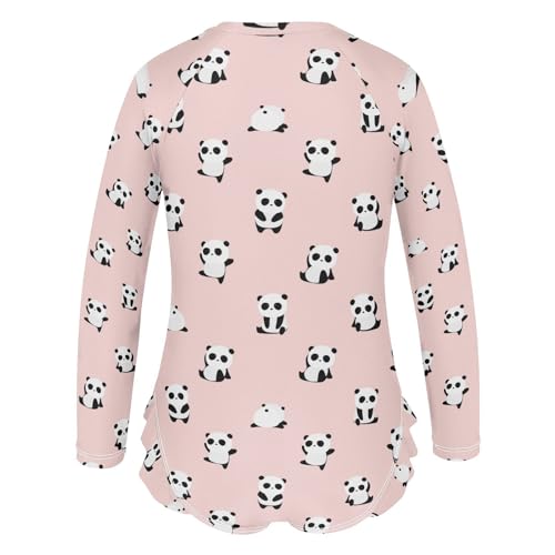 Aflyko Girls' Rash Guard Swimsuit Cute Panda Bear Pinks Joy One-Piece Swimwear UPF 50+3