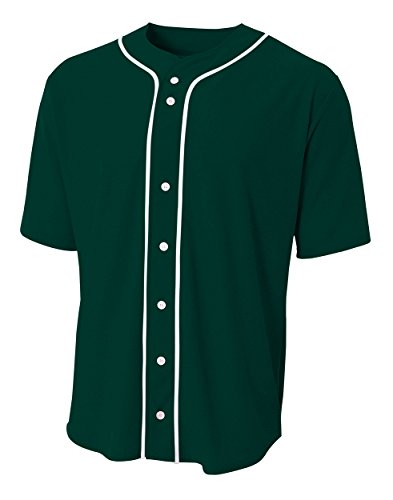 A4 NB4184-FOR Shorts Sleeve Full Button Baseball Jersey, Medium