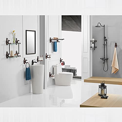 Racks de serviettes étagère murale et support de linge de douche noir