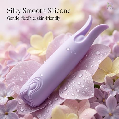 Image of KLEN Premium Silicone Massager - Ergonomic Dual-Tip Targeted Body Massager, Waterproof, Whisper-Quiet, USB Rechargeable Handheld Device for Muscle Relaxation & Tension Relief (Lavender)