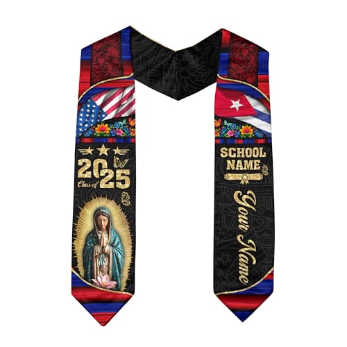 VATANAS Custom Cuban Graduation Sash, Customized Cuba Graduation Stole 2025, Class Of 2025 Sash, Cuban American Flag 2