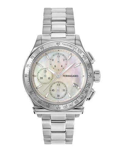 Ferragamo Ferragamo 1927 Chrono Collection Luxury Womens Watch Timepieces with a Silver Bracelet Featuring a Stainless Steel Case and a White Dial