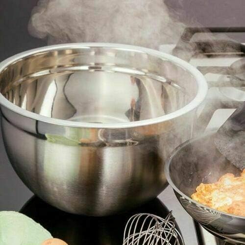 Stainless Steel Deep Metal Dish Mixing Bowl - Diameter: Set of 3 (Size: 18cm, 22cm, 26cm) Prof Bowl