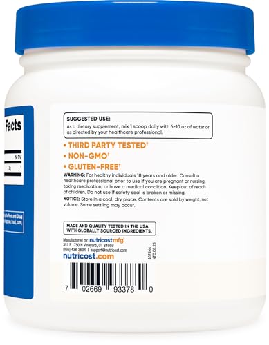 Image of Nutricost Pure L-Citrulline (Base) Powder (600 Grams) (3 Bottles)