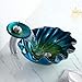 KunMai Blue&Green Seashell Wave Tempered Glass Bathroom Vessel Sink & Waterfall Faucet Set Chrome