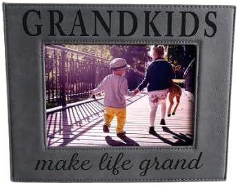 Grandparent Gift Engraved Leatherette 5x7 Picture Frame"Grandkids Make Life Grand"