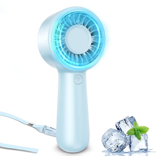 AUIIAH Portable Handheld Fan Personal Small Turbo Hand Fan Powerful, Cooling, Lanyard, USB Rechargeable, 5 Speeds, Makeup, Gifts for Women Men, Kid, Mom, Hot Summer, Travel, Sports, Wedding Use
