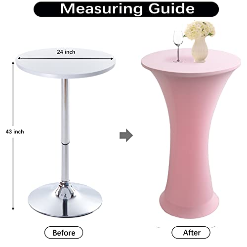 Image of Cocktail Table Covers - 2 Pack 24 inchx43 inch Fitted Highboy Table Cloth - Pink