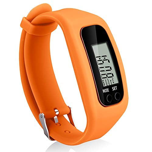 Bomxy Fitness Tracker Watch, Simply Operation Walking Running Pedometer with Calorie Burning and Steps Counting (Orange)