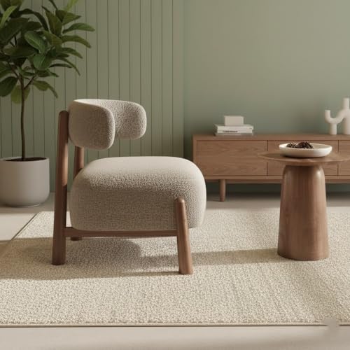 Image of Lakdi The Furniture Luxury Lounge Chair with Upholstered Fabric, Solid Wood Frame & Soft Padded Single Sofa with Natural Wood Legs | 5 Years Warranty | Free Assembly - 15185250