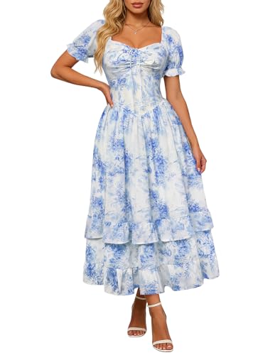 Scarlet Darkness Women Floral Cottagecore Dress Puff Sleeve Maxi...