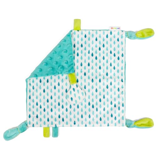 Image of Dr.Rapeti Tag Security Blanket for Baby Infant Toddler Kid 10x10inches Washable Sensory Toy Lovey Appease Blanket (Raindrop)