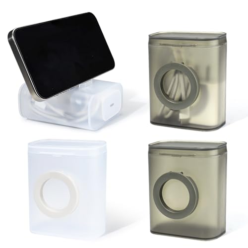 NEETUE 4 Pcs Data Cable Storage Box, Qtip Holder Travel Case Portable Hair Tie Holder Hair Tie Container Hair Tie Holder Travel , Charger Organizer Case for Data Cables,Headphones (Multicolour)