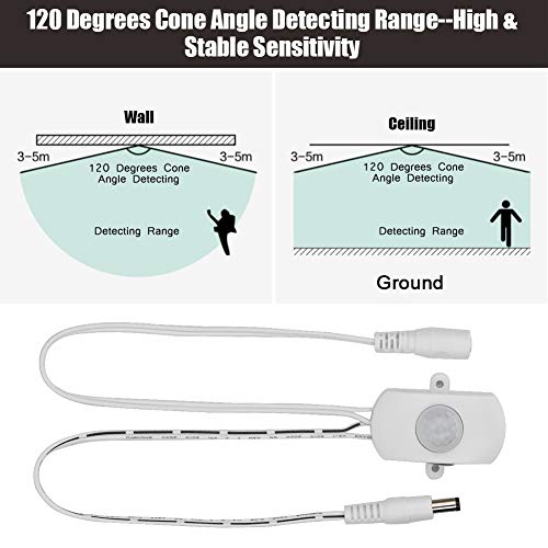 Motion 5A DC 6‑24V Motion Mini PIR Infrared Motion Sensor Detector LED Strip Automatic Switch (WHITE