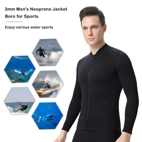 Chaqueta y pantalones de neopreno para hombre de 3mm, manga larga. Ideal para natación, surf, buceo y snorkel. Talla XXL miniatura 5