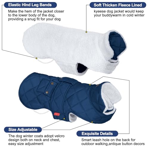 KYEESE Dog Coat Waterproof Dogs Jacket with Fleece Lined Windproof Dog Coats for Small Dogs Thick Pets Clothes with Pocket Soft Pet Sweater for Cold Weather Warm Pet Winter Puffer Coat with Leash Hole - Image 6