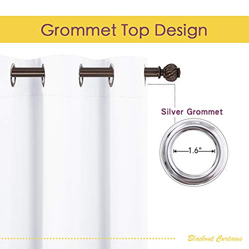 Nicetown 50% Blackout White Curtain Set - Modern Design Solid Grommet Draperies/Drapes For Living Room, Window Dressing For Patio Door (2 Panels, 42 By 72) #TOP1
