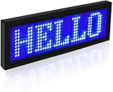 LED Name Tag for Business - USB Programming Digital Display 44 x 11 Pixels Use Rechargeable LED Card Screen for Bar Hotel Party Supermarket School and Restaurant