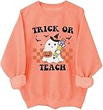 Photo Gallery trick or teach felpa halloween insegnante camicie spooky teacher shirt divertente halloween camicie per le donne, arancia hami, m Photo Gallery trick or teach felpa halloween insegnante camicie spooky teacher shirt divertente halloween camicie per le donne, arancia hami, m