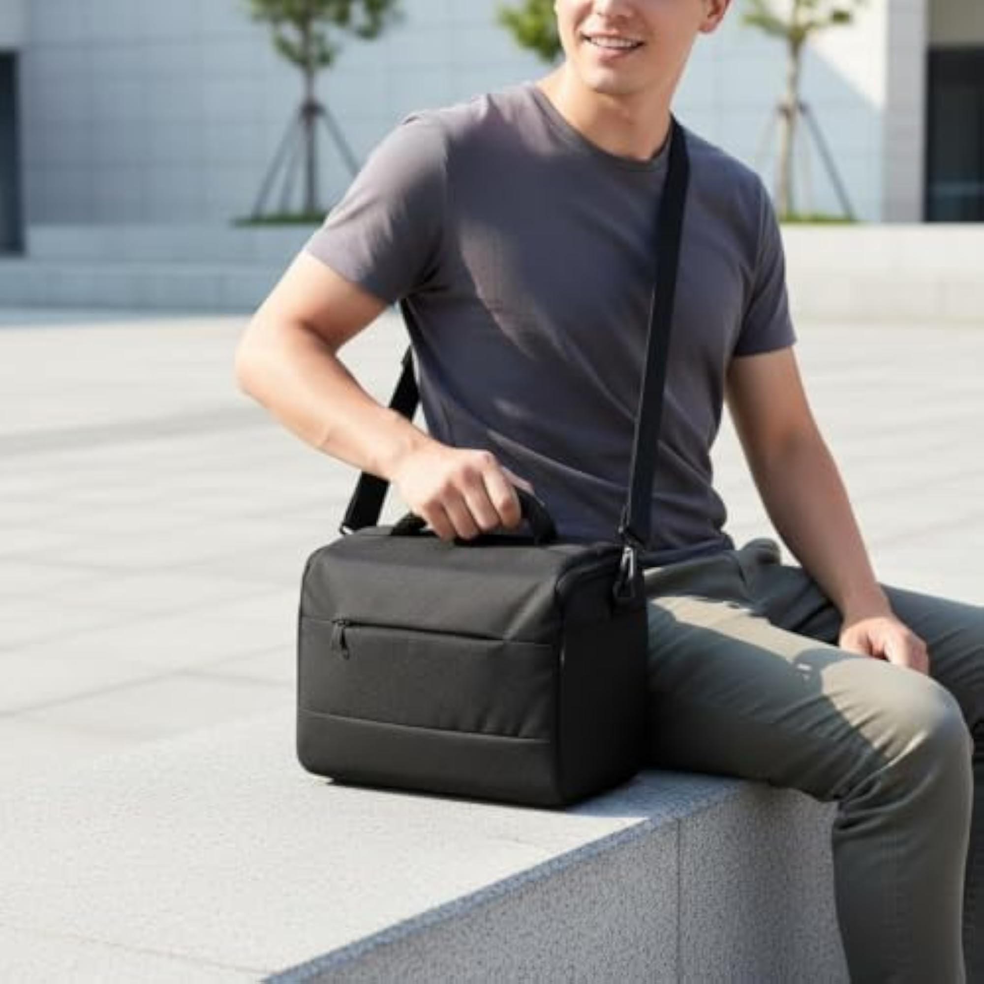 Lined Camera Shoulder Bag with Front Pocket, Padded