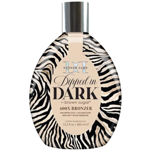 Brown Sugar Double Dark Dipped in Dark 400X Ultra-Intense Bronzer Tanning Bed Lotion with Skin-Nourishing Oils for Deep, Long-Lasting Color and Radiant Glow, 13.5 oz