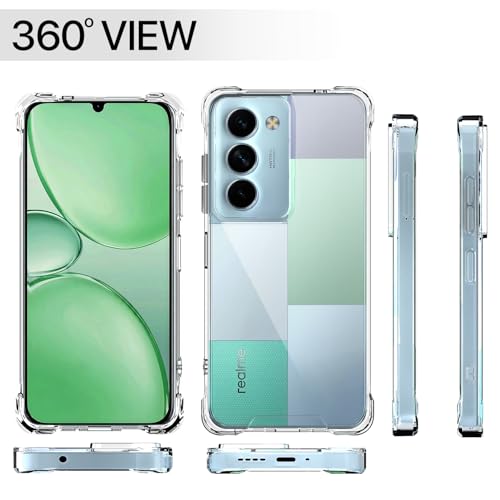Image of Amazon Basics Back Cover for Realme P4 Lite 5G PC + TPU Clear Transparent Raised Edges Shockproof Protective Phone Bumper Case (Transparent)