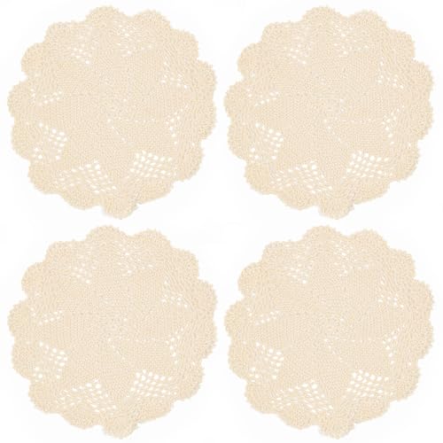 Kilofly - Manteles individuales (4 unidades, 25,4 cm), diseño de ganchillo
