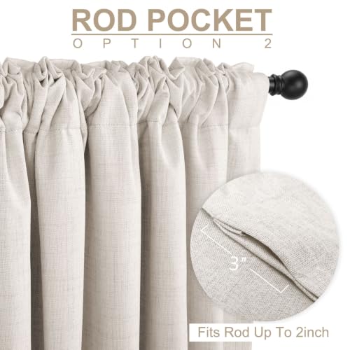 Image of Linen Textured Total Blackout Curtains for Bedroom 54 Inches Long, Beige