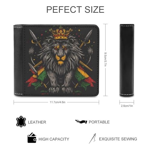 Lion Flag Reggae Rastafarian Rasta Bifold Wallet PU Leather Wallet Slim Front Pocket Durable Credit Card Holder for Men2