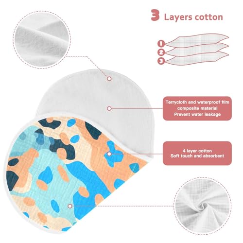 2 Pack Baby Burp Cloths, Soft Absorbent Burping Cloths for Babies, Cotton Milk Spit Up Rags, Large Size for Newborns, Baby Boys and Girls (Blue Leopard Print) 5