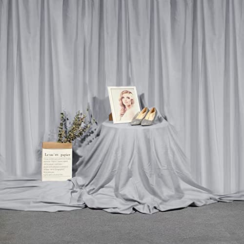 Image of Wedding Backdrop Curtains 2 Panel 5ft x 10ft Grey Polyester Birthday Backdrop Drapes for Party Decoration Ceremony Prom Stage Backdrop Curtain