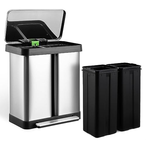 Glowsol TRASH CAN 30+30 16 Gallon Dual Trash Can, Two Compartment Trash Can thumb #1