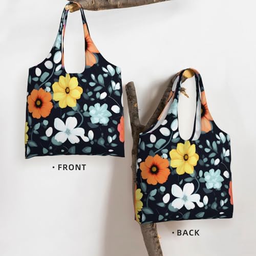 Beautiful colourful flowers Printed canvas bag Women's fashionable shoulder bag3