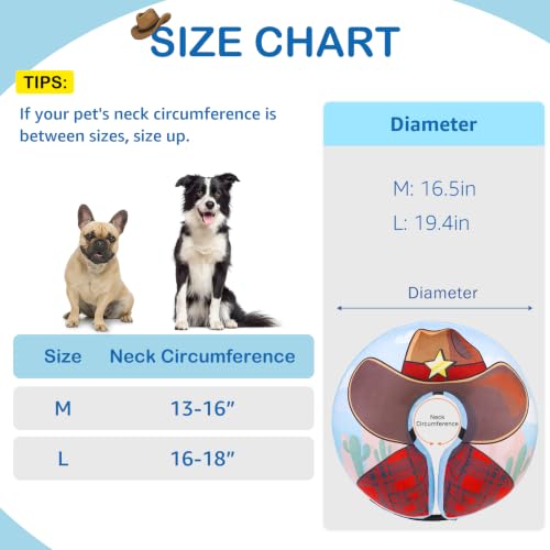 Image of SCENEREAL Dog Cone Alternative After Surgery Donut Collar, Soft Inflatable | Cone Collar for Dogs, Adjustable Pet Neck Donut E Collar Dog Recovery Collars to Stop Licking, Cowboy Print E-Collars, M