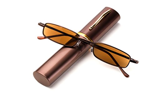 Newbee Fashion - Tube Readers Easy Compact On The Go Small Compact Pen Clip Portable Aluminum Hard Case Classic Spring Hinges Create Your Own Pack