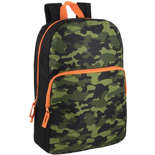 Trail maker Mochilas escolares para meninas e meninos do ensino fundamental | Mochilas estampadas de 43 cm para crianças em idade escolar, viajar, Camuflagem, 17'L x 12'W x 5.5'H, Mochilas de viagem