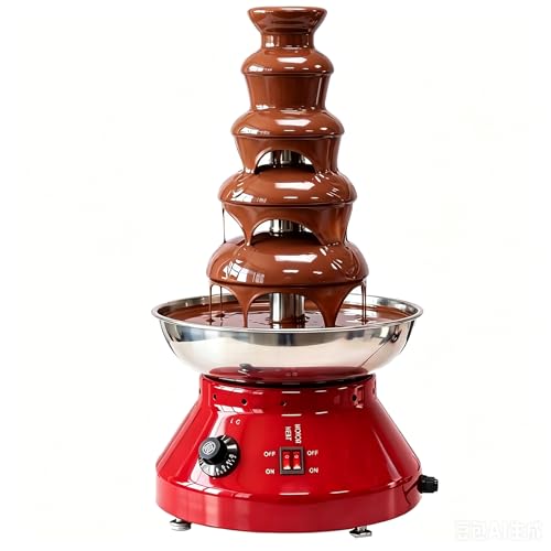 LFHWHKJ Máquina de Fuente de Chocolate, Modelo de Grifo, máquina de Cascada de Chocolate, Calentador de Fuente de Fondue de Chocolate de Acero Inoxidable con Piezas Desmontables(Red)