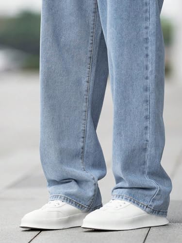 Image of dockstreet Men Baggy Denim Jeans in Pure 100% Cotton Denim || Stretchable (Jet Black) and Stretchable (Colored) Jeans || Unisex Designs||Jeans||