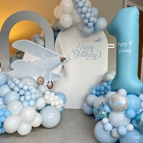 Image of Light Blue Balloons 12 inch, Pastel Blue Latex 50pcs Party Balloons | Graduation, Baby Shower, Gender Reveal, Wedding, Birthday Party Decorations