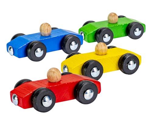 Pista de coches de madera HEROS con 4 mini coches para niños desde 1 año 5