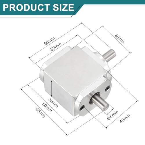 Image of uxcell Gear Box 90 Degree Right Angle Bevel Gearbox 1:1 Right Single Output Shaft 1 Module 20 Teeth Bevel Gear Aluminum Frame Simple Mechanical DIY Module 8mm Shaft,65x66x30mm(LxWxH)