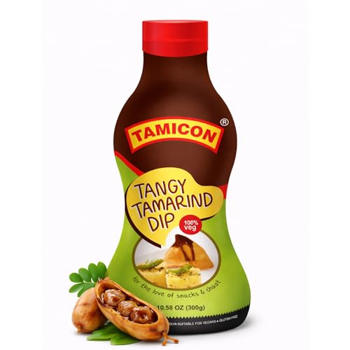 Tamicon Tangy Tamarind Dip | Rich and Zesty Imli Sauce | Gourmet Tamarind Sauce for Delicious Dipping | Perfect for Snacking, Parties & Family Gatherings | 10.58 Oz/300gm