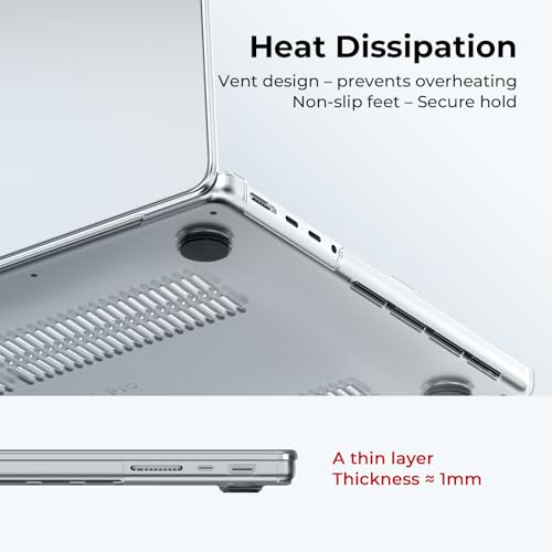 EooCoo Case Compatible with MacBook Pro 14 inch 2026-2021 M5-M1 Pro/Max Chip, Hard Shell Cases with Keyboard Cover, Screen Protector - Crystal Clear