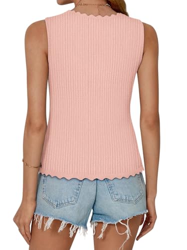 Image of COCCKO Womens Summer Tops Vacation Beach Outfits Cute Tie Front Crochet Vest Knit Sleeveless Sweaters