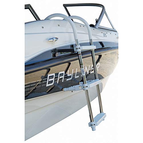 image for DotLine Boat Aluminum 3 Step Ladder – Folding Gunwale Hook Design, 1