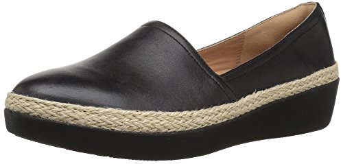 FitFlop Women's CASA Loafers Sneaker, Black, 9 M US