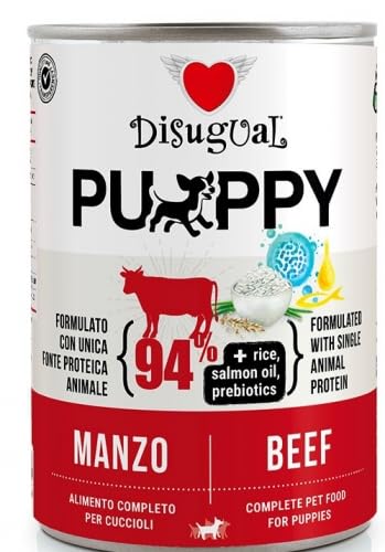 Disugual Comida Húmeda Saludable para Perros 6 Latas x 400 Gr (Ternera Puppy Cachorros)