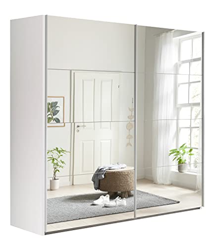 Composad | Armadio della Linea SYSTEMA, Armadio a 2 Ante Scorrevoli con Ante a Specchio, Camera da letto, (LxAxP) 250x223x67 cm, Colore Bianco, Made in Italy